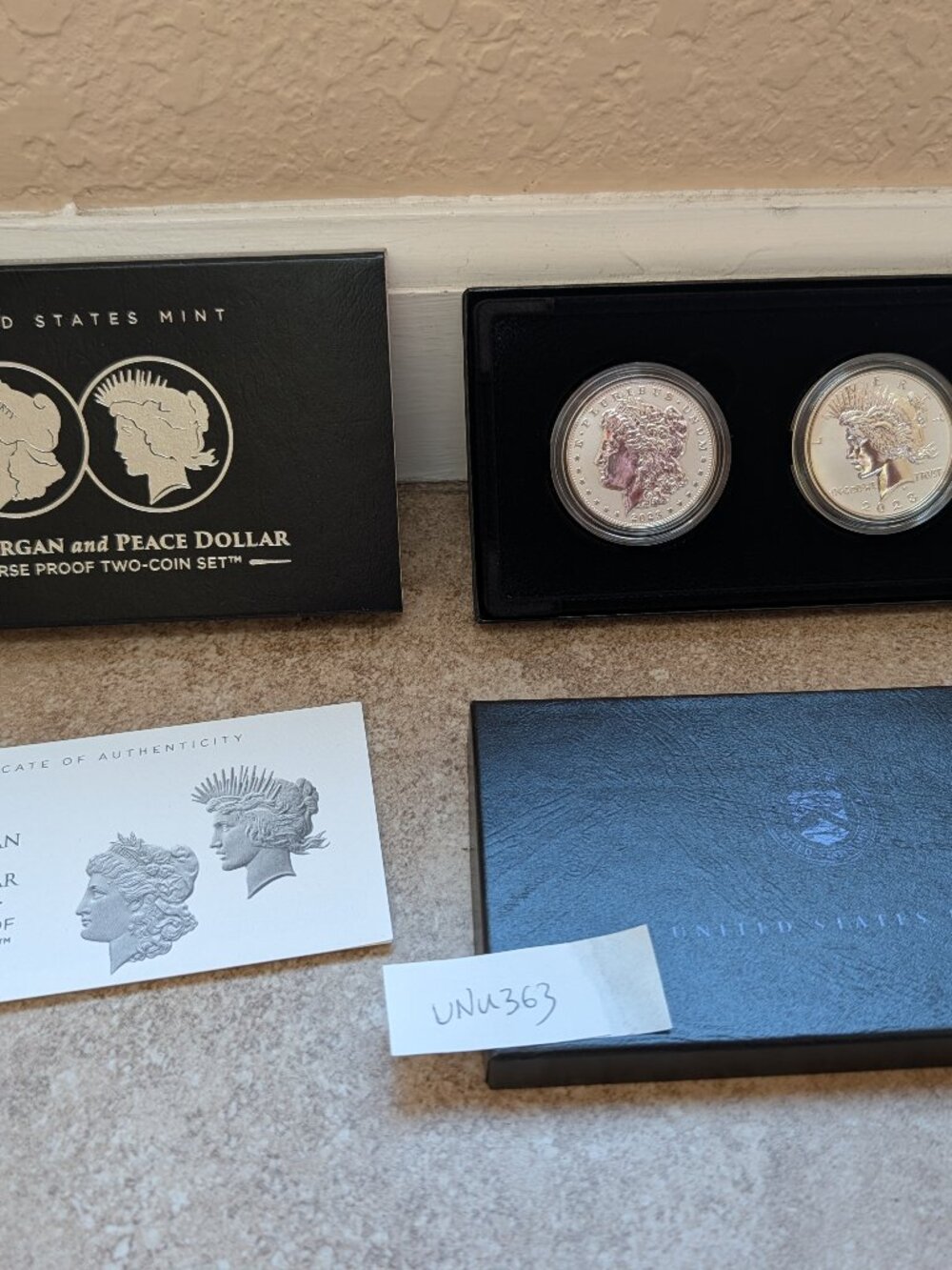 2023 S Morgan and Peace $1 Dollar Reverse Proof 2 Coin Set 23XS OGP Box COA